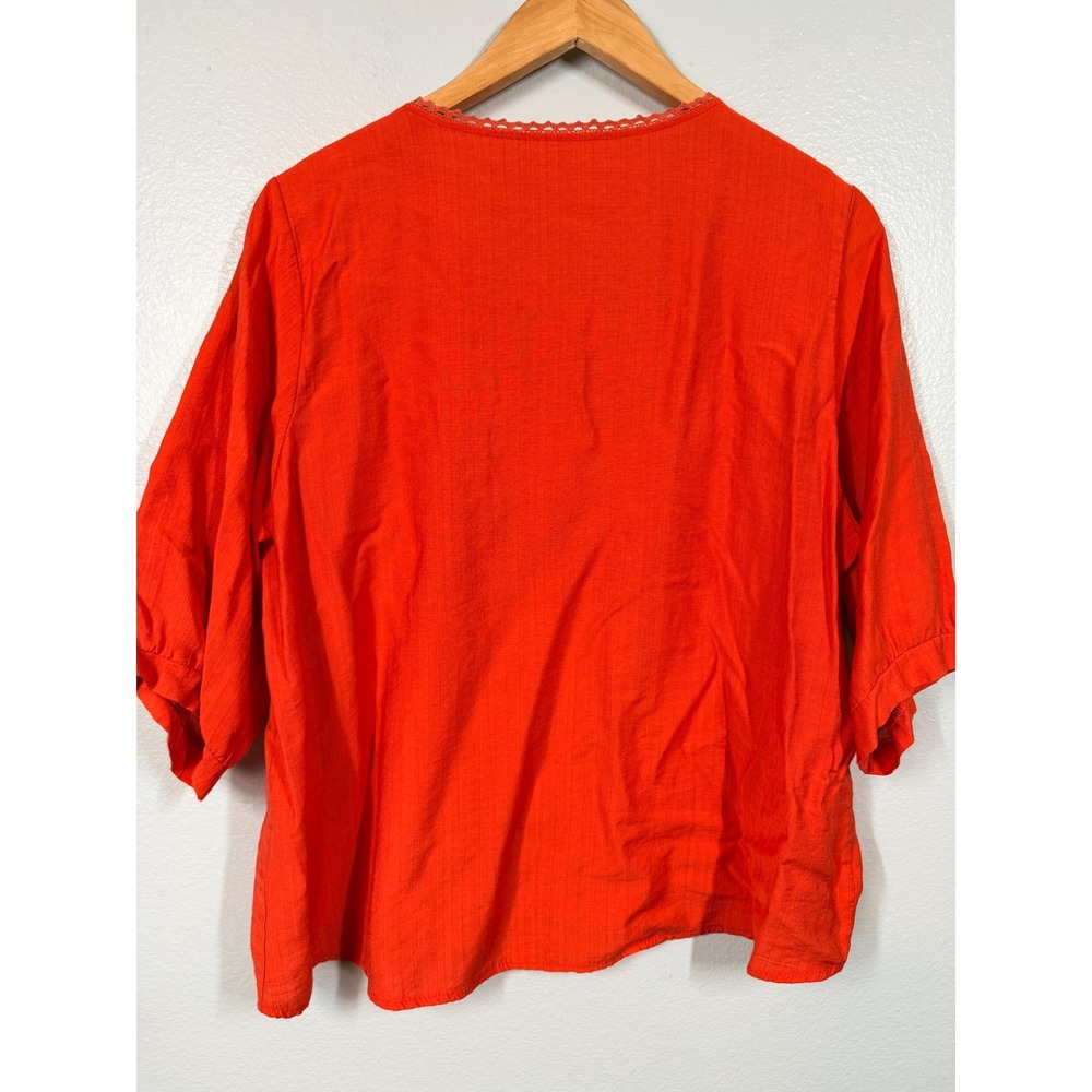 Boho Embroidered Blouses Women L Purple Orange Floral Peasant 2 Pack - Picture 6 of 10